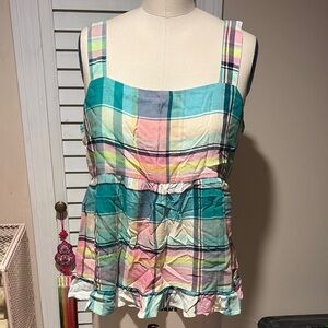 NWT LOFT plaid Tank Top with bow in back